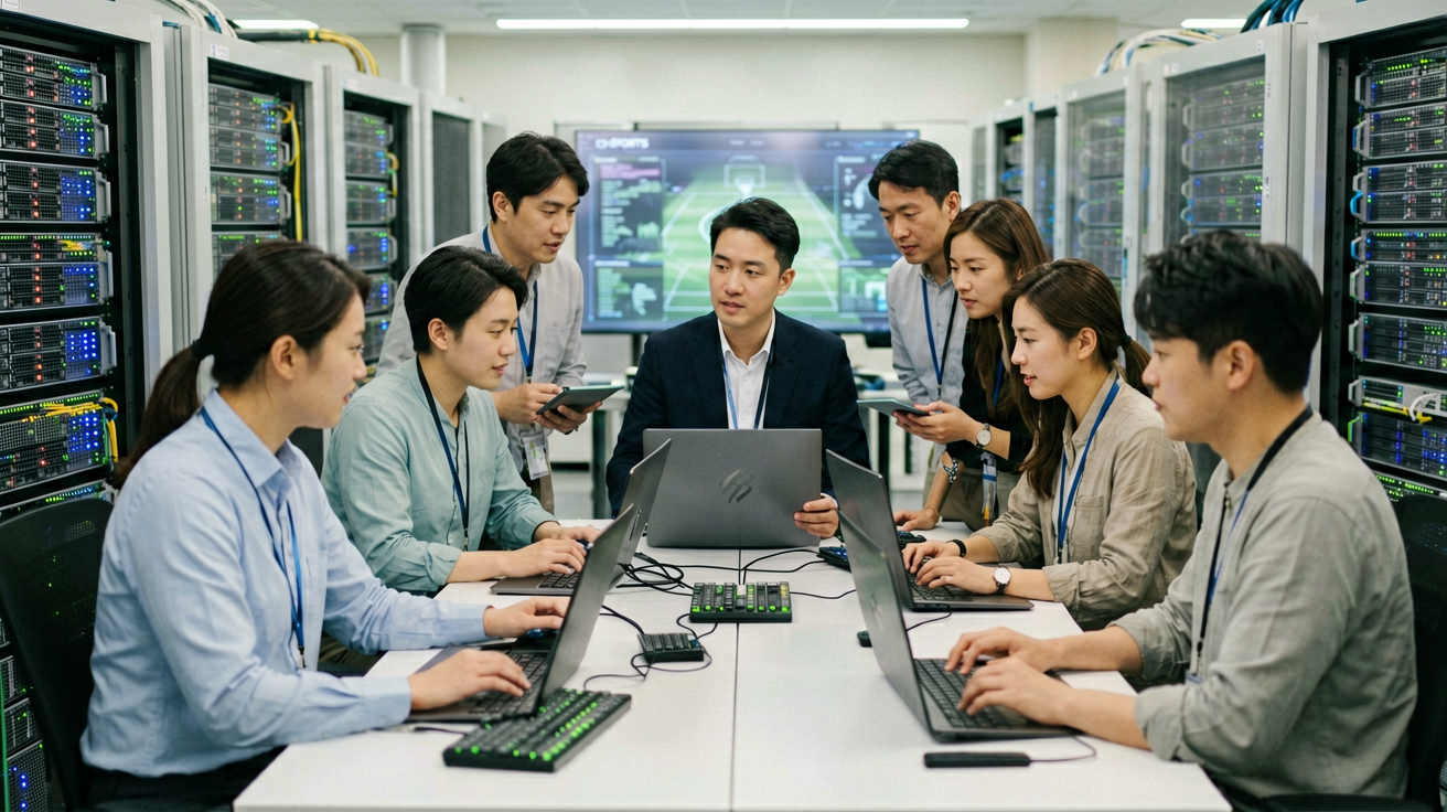 OD体育团队在数据中心进行赛事数据监控与分析工作